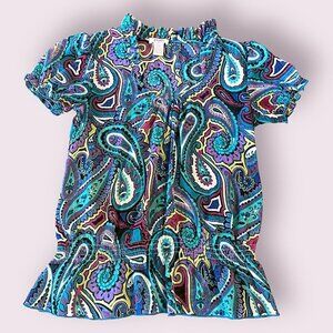 Candies Blue Paisley Sheer Top Womens Size Large